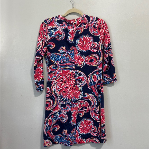 Lilly Pulitzer 100% Pima Cotton Navy Pink Paisley Dress Size Small - Picture 7 of 7